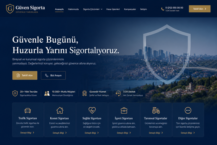 Sigorta demo sitesi önizleme